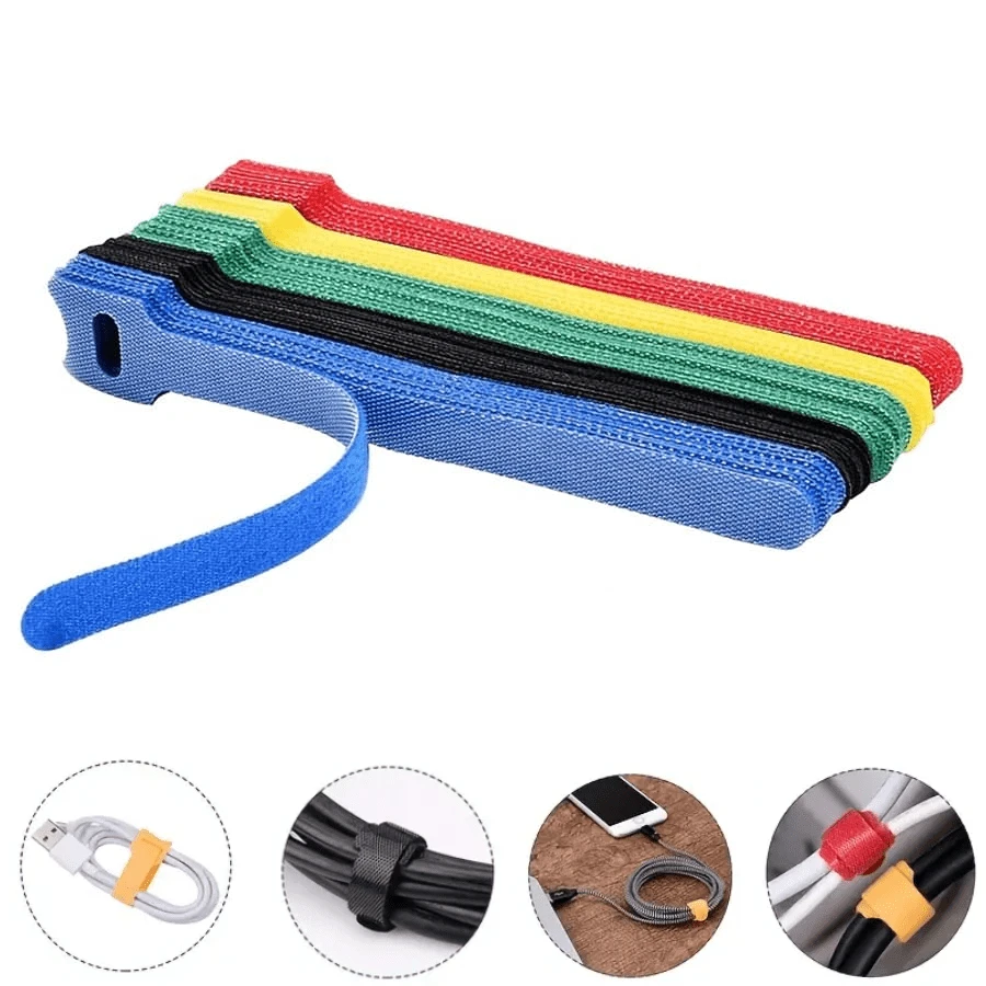 50 件可重複使用的緊固紮帶,5 種顏色超細纖維電纜管理,6 吋電線整理器紮帶,非常適合家庭、辦公室、電腦和電視電纜管理 - 彩色 - 查看 1
