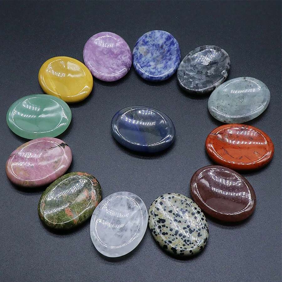 1塊治療自然擔憂石拇指放鬆手掌石,用於緩解焦慮,壓力療法 - 刮痧石 - 查看 1