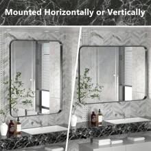 Rectangle Metal Frame Bathroom Mirror Vanity Mirror For Wall, High-Definition Glass, Rust-Resistant, Corrosion-Resistant - màu đen - Xem 6