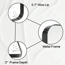 Rectangle Metal Frame Bathroom Mirror Vanity Mirror For Wall, High-Definition Glass, Rust-Resistant, Corrosion-Resistant - màu đen - Xem 11