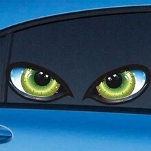 1對眼睛3d汽車貼紙,防水立體反光貓眼貼紙,側面後視鏡有趣的機車裝飾貼紙,汽車外飾配件 - 彩色 - 查看 4