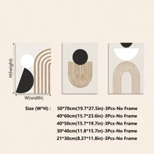 3 件/套极简主义抽象墙面艺术装饰，几何色块线条帆布画，家居卧室背景装饰海报，无框/可选框 - 抽象幾何線條(不含框) - 查看 6