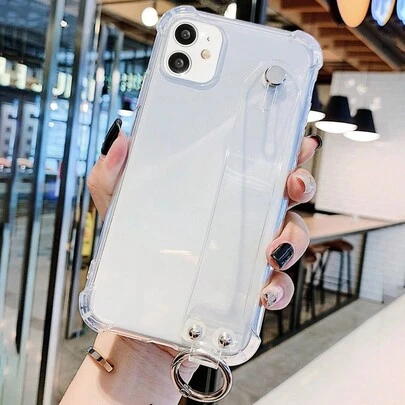 1个防震亮面手机壳，带腕带，兼容 15 Pro Max，优雅手机壳也兼容12 Pro Max，防水、防震、防刮擦