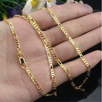 1PC 2.5MM Men's French  Necklace Chain 18K Gold Plated Long Chain 925 Silver Plated Necklace  Jewelry 16-30inch Silver Golden 2 Colors