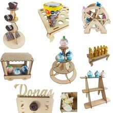 Candy Bar 18 Accesorios Mesa De Dulces Económica - Beis - Ver 5