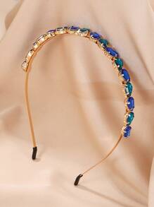 1 Fashionable And Versatile Love Gemstone-Encrusted Diamond High Skull Headband Women's Headwear Accessories Gift - Blue - View 4