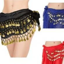 Bellydance Sash Coins Arabic Dance Chiffon Skirt Zumba Special Skirt For Dance Parties Ultra-Short Skirt On Women's Lower Body - màu đen - Xem 4