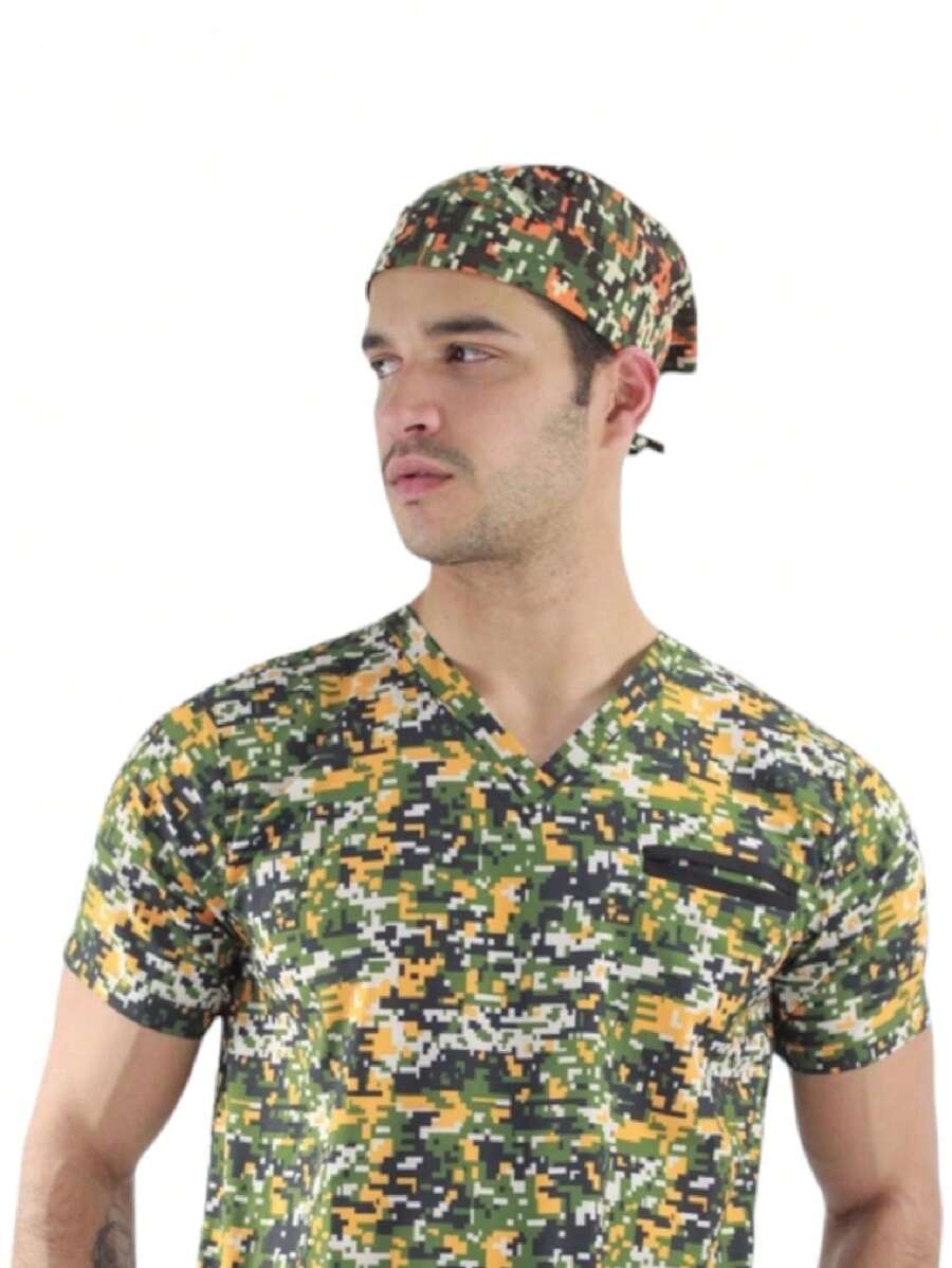 SOULMATE Gorro Médico Quirúrgico Para Hombre - Camuflaje Verde Pixel - Ver 1