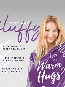 男女均適用的康復禮物- 印有鼓勵文字的超柔軟擁抱毯 - 關懷系列給癌症患者和其他度過困難時期的人帶來舒適，紫色，300GSM，空調毯午睡毯，蓬鬆毯子和披毯，沙發毛毯 - 紫色 - 查看 5