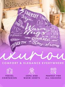 男女均適用的康復禮物- 印有鼓勵文字的超柔軟擁抱毯 - 關懷系列給癌症患者和其他度過困難時期的人帶來舒適，紫色，300GSM，空調毯午睡毯，蓬鬆毯子和披毯，沙發毛毯 - 紫色 - 查看 8