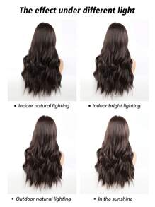 Tóc giả ren cao cấp thanh lịch 13*4*1 T Tóc giả ren một phần, Tóc giả dài 24 inch màu nâu đen gợn sóng, Tóc giả ren tổng hợp, Tiệc tùng, Lễ hội âm nhạc, Quà tặng lễ hội, Tóc giả tổng hợp chịu nhiệt cho nữ - màu nâu - Xem 9