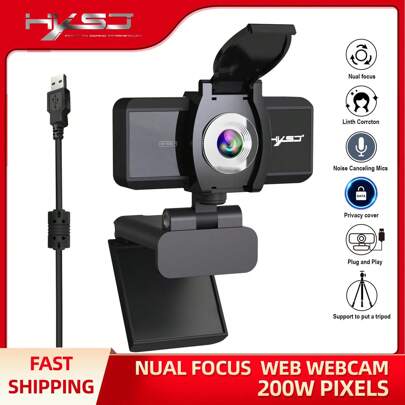 HXSJ S4-1080P Webcam With Built-In Noise Reduction Digital Microphone Suitable For Desktop Computers, Laptops, Video Conferencing, And Teaching Online Courses