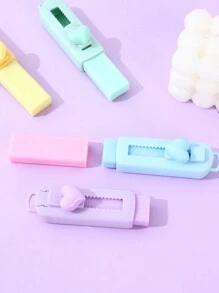1 件粉彩色心形伸缩橡皮擦，多种颜色可选，简约多用途学生办公用品，适合返校使用 - 藍色 - 查看 3