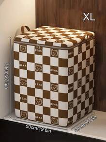 1pc Non-Woven Fabric Foldable Waterproof Moistureproof Storage Bag With Handle For Quilt Clothing Dustproof Moving Package - Brown - View 4