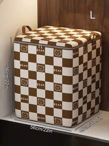 1pc Non-Woven Fabric Foldable Waterproof Moistureproof Storage Bag With Handle For Quilt Clothing Dustproof Moving Package - Brown - View 3