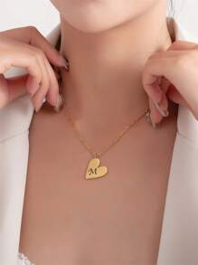 1 Stück personalisierte Initiale Einzelbuchstaben Love Gravur Kette, gravierte Name Kette Anhänger Geschenk für Freundin, Valentinstags Geschenk, Brautjungfer Geschenk, Weihnachtsgeschenk, Muttertags Geschenk, Geschenk für sie - Gold - Übersicht 4