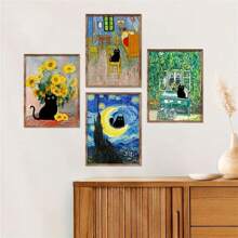 9 件/套帆布海報,現代藝術,睡蓮貓印花,黑貓藝術,花卉印花,客廳、廚房、裝飾牆壁藝術牆壁裝飾、家居裝飾、牆壁藝術、房間裝飾、無框、萬聖節裝飾的理想禮物 - 彩色 - 查看 7