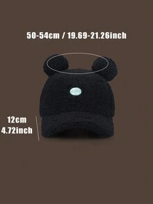 1 Miếng Plush dễ thương Mũ bóng chày Đối với Trẻ em Mùa thu Và Mùa Đông Ấm áp Ngoài trời Mũ - màu đen - Xem 2