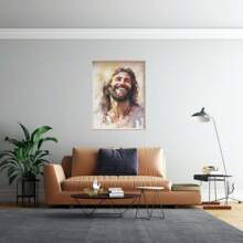 1 Pieza Sonriendo, Retrato De Jesús Riendo, Arte De Pared De - Rosa - Ver 3