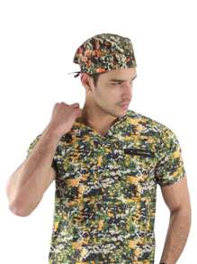 SOULMATE Gorro Médico Quirúrgico Para Hombre - Camuflaje Verde Pixel - Ver 2