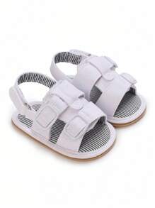 新款夏季时尚简约舒适透气纯色系列男女通用婴儿凉鞋（0-1岁） - 白色 - 查看 1