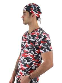 SOULMATE Surgical Medical Cap For Men - 紅色迷彩 - 查看 2