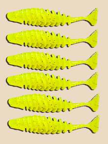 20入組 6.5cm 2.5英寸 2.5克 Tpr材質浮漂軟餌帶t字尾,適用於鱸魚、鱒魚、鯰魚、鮭魚和大比目魚,反向螺紋設計,綠色、黃色和紫色 - 黃色 - 查看 1