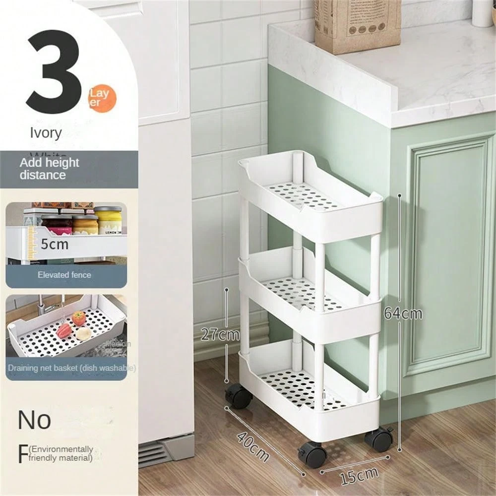 Nasitip 5-Tier Slim Storage Trolley On Wheels, Plastic Slide Out Rolling Utility Cart With Handle,White - View #9