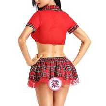 Baby Doll Kawaii Sexy Lingerie Schoolgirl Cosplay Costume - Red - View 7