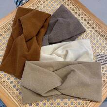 隨機1件秋冬用頭帶,法式寬邊頭帶,打結彈性髮帶,髮飾 - 彩色 - 查看 1