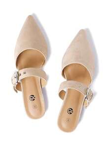 Rekayla Mules For Women Adjustable Strap Pointed Toe Backless Loafer Shoes - Màu be - Xem 1