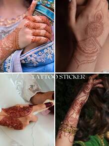 1 件一次性临时纹身贴纸 女士假纹身 手部纹身 DIY 身体艺术贴花 - 彩色 - 查看 2
