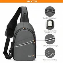 Crossbody Sling Bag Backpack With Detachable Phone Bag  Travel Hiking Chest Bag Daypack For Women Men Multipurpose - 灰色 - 查看 3