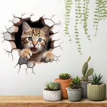 Juego De 4 Piezas, Calcomanías 3d Con Dibujo De Gato Y Ratón, Calcomanías De Animales, Calcomanías Divertidas, Calcomanías Para Coche, Calcomanías Para Pared. - Multicolor - Ver 6