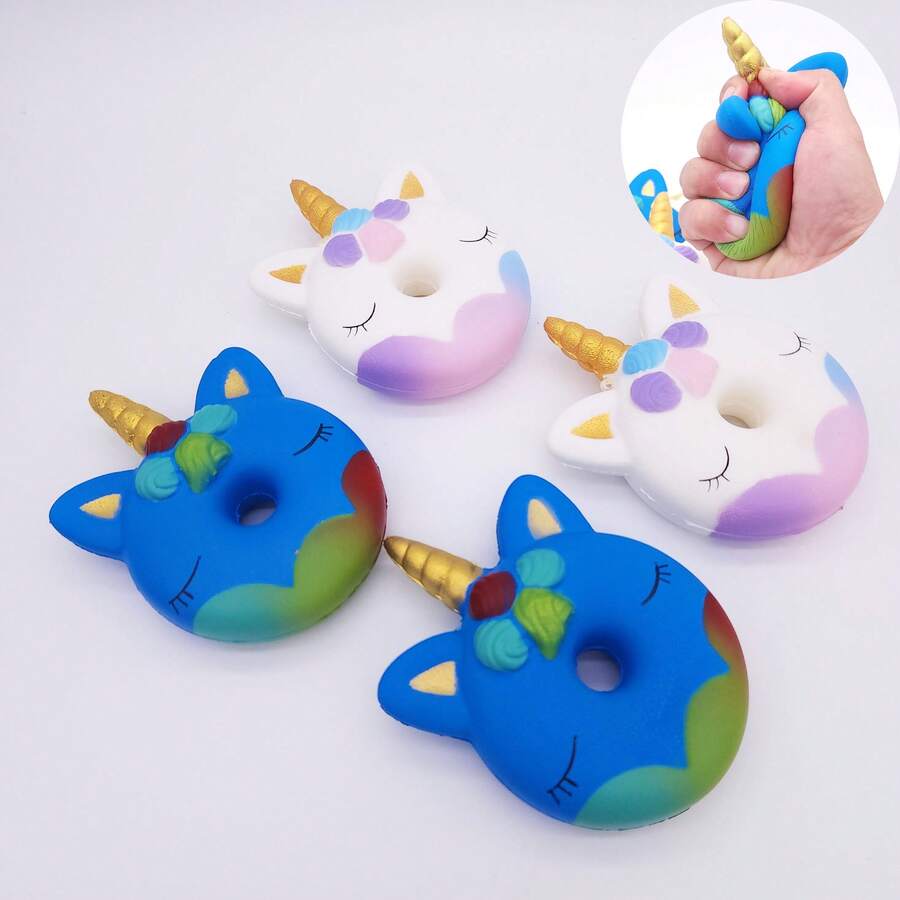 1pc Random Style Slow Rising Foam Toy, Cartoon Unicorn Donut, Creative & Funny Stress Relief Toy For Teenagers - Multicolor - View 1
