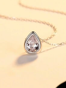 AETOLIA 1 件華麗閃亮水滴氧化鋯吊墜 925 純銀閃閃發光吊墜項鍊婚禮首飾女式女孩生日禮物