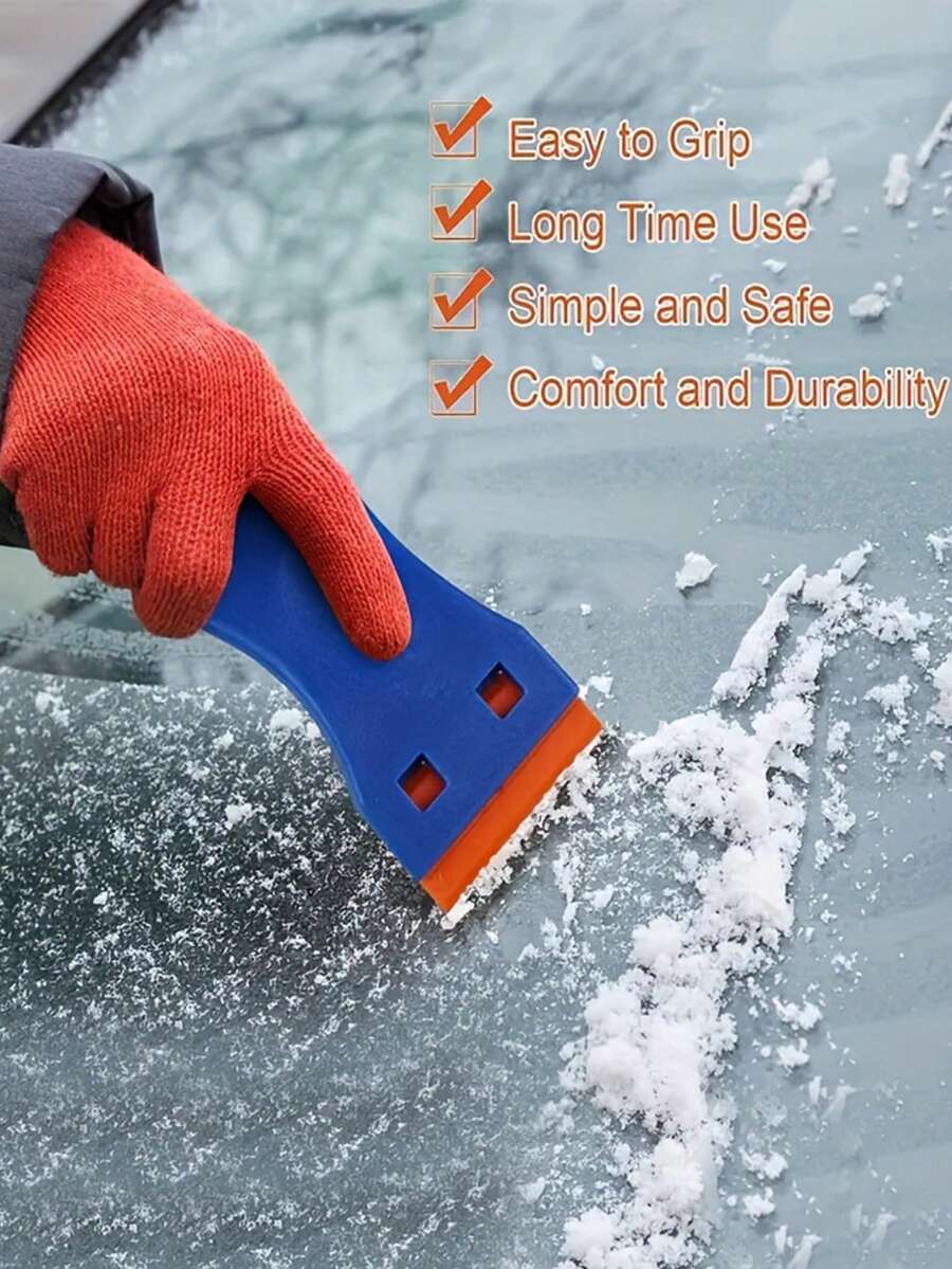 1 Set Plastic Razor Blade Scraper With 10pcs Blades, Remove Label Decal Tool, For Without Scratches Plastic Razor Blade Scraper, Remove Label Decal Tool With Contoured Grip For Adhesive Remover For Stickers,Gaskets And Paints On Window Car Glass, Stickers, Decals, Adhesive, Labels, Paint, Car, Window, Stove Top, Caulk,  Cooktops, Caulking, Cleaning Tool - Blue - View 1