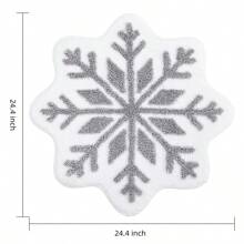 DeramHy Home 1 Stück Weihnachtsdekoration Schneeflocke Badezimmerteppich, weiß-grauer Schneeflocken Willkommens-Fußmatte rutschfest rund waschbar Badewannen-Teppich Badezimmer Wanne Küche Teppich Dekoration Zuhause Badezimmer Bodenbelag Teppich Outdoor Fußmatte Herbstdekoration Badezimmer Accessoires Eingangsbereich Dekoration - weiße graue Schneeflocken - Übersicht 5