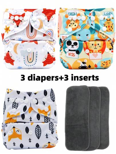 Set de 6 piezas, cada uno contiene 3 pañales y 3 almohadillas para pañales, adecuado para baby shower, decoración del hogar y regalos