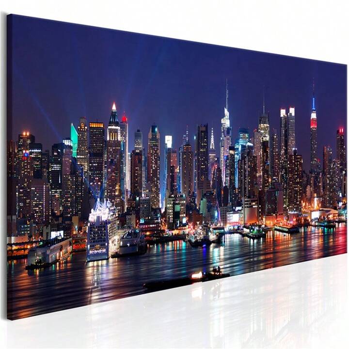 モダンアート NY ニューヨーク 都会の夜景 インテリア絵画パネル