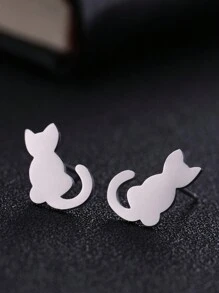 1 Paar Edelstahl-ohrstecker In Tier-, Schneeflocken-, Stern-, Mond- Und Herzform Für Damen, Niedlicher Miniatur-ohrschmuck, Geburtstags- Und Weihnachtsgeschenk
