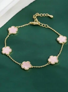 1 Miếng Năm cánh Thiết kế hoa Vòng tay Đối với phụ nữ , Cỏ ba lá Cánh hoa Vòng tay , Đơn giản & Linh hoạt Tay Đồ trang sức - hoa năm cánh - Xem 3