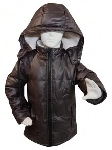 Chamarra  vini piel de niño con borrega - Marrón Chocolate - Ver 1