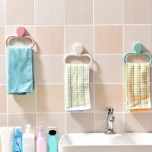 1入組多色ins風格簡約自粘式毛巾和布架,適用於浴室、洗手間和廚房 - 藍色 - 查看 4