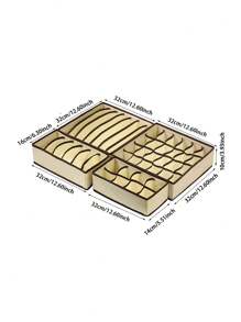 內衣收納盒,衣物收納和組織隔板適用於胸罩、襪子、t恤、內褲、船型短褲等物品(學生宿舍) - 米色 - 查看 2