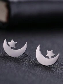 1 Paar Edelstahl-ohrstecker In Tier-, Schneeflocken-, Stern-, Mond- Und Herzform Für Damen, Niedlicher Miniatur-ohrschmuck, Geburtstags- Und Weihnachtsgeschenk