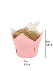 25pcs/Set Pink Muffin Cup Tart Cookie Molds, Cupcake Baking Cups For Cakes And Desserts - Pink - View 6