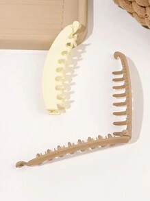 Conjunto de 2 pasadores para el cabello con dientes de color café con leche con acabado mate, de unicolor simple y versátil para coleta, sin deslizamiento, informal - Multicolor - Ver 7