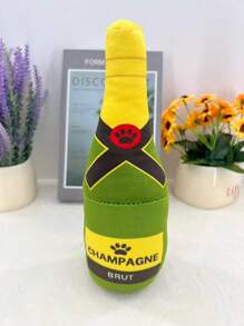 1pc Green Pet Plush Squeaky Toy, Bottle Shaped, With Plush Filling And Durable Materials, For Dogs And Cats, For Pet Use Only. - Green - View 1