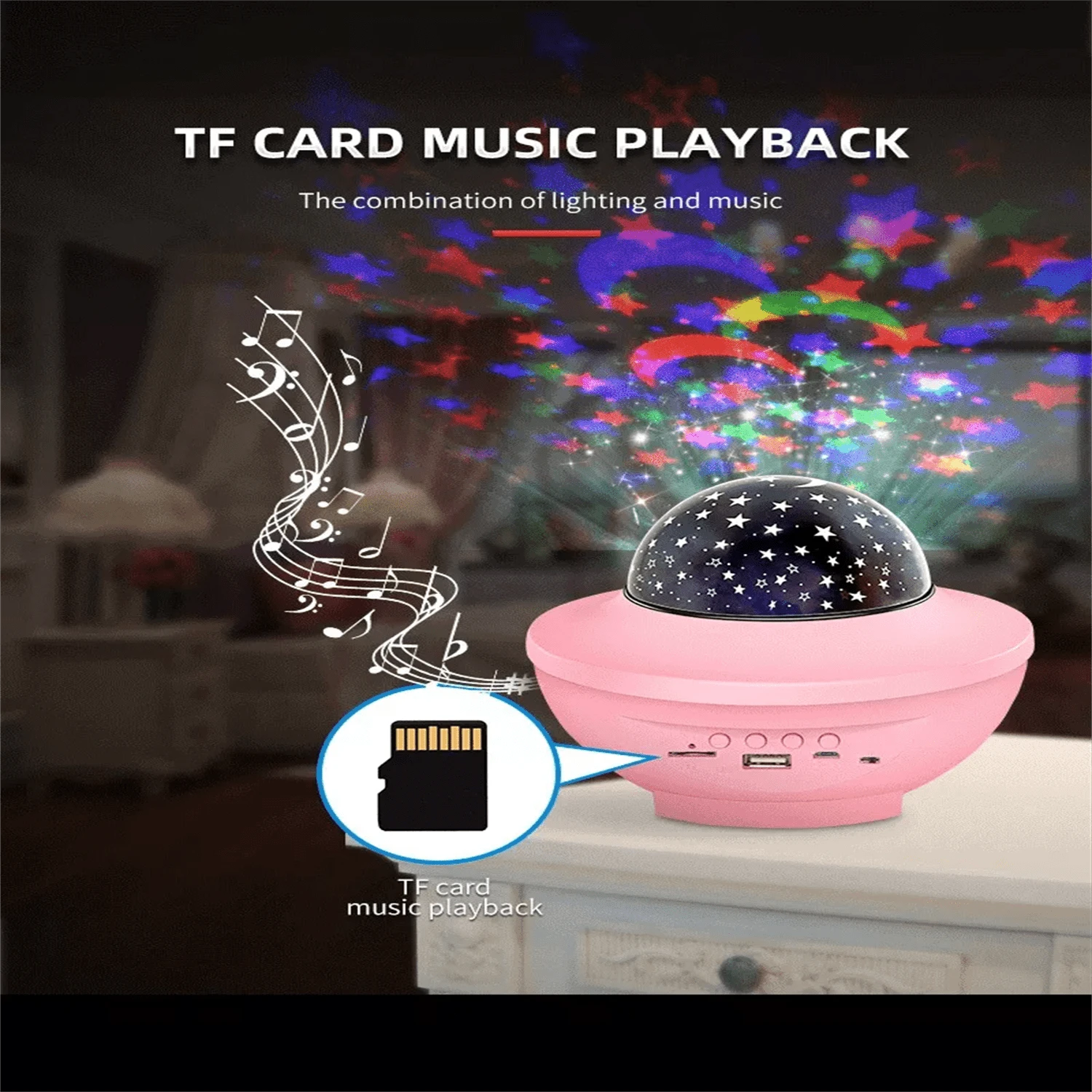 LED Star-Shaped Decorative Atmosphere Lights, Can Play Music Via Bluetooth Connection, USB Charging - 白色 - 查看 1